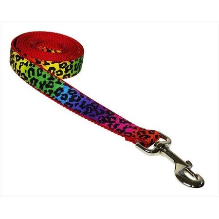 FLY FREE ZONE,INC. 4 ft. Leopard Dog Leash; Rainbow - Small FL515997